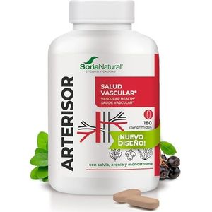 Soria Natural Arterisor – cardiovasculaire gezondheid en bloedsomloop, met salie, aronia en algen monostroma, fles met 180 tabletten