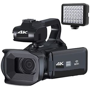 Videocamera Vlogcamera Recorder Release 4K Camera Camorders Webcam Camera 64MP Ultra HD Camera 18X Zoom 4.0""Touchscreen cameravideo(64G SD Card,RX200-light)