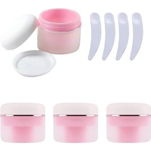 YKMYXZ, 4 stuks, lege, transparante, matte 50 g roze plastic cosmetische potten met schroefdeksel, 50 ml container for lotionscrème(30ml)
