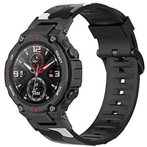 Siliconen Sport Horlogeband Compatibel met Amazfit T-Rex Smartwatch, Rubber Camo/Camouflage Horlogebanden voor Vrouwen Mannen Compatibel voor Amazfit T-Rex Pro, Smart-Watch-Replacement-Bands - Camo- Grijs
