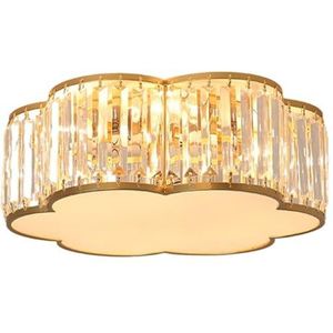 LONGDU E14-basis 5-lichts binnenplafondlamp, inbouwverlichtingsarmaturen, luxe kristallen plafondlamp for slaapkamer trappen hotel woonkamer keuken hal(Color:Gold,Size:19.7inch)