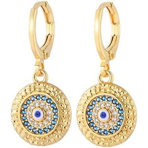 Oorbellen Evil Blue Eye Drop Oorbellen for vrouwen Boho Goth Piercing Crystal Real Gold Color Dangle Earring