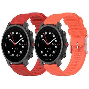 Yikamosi Compatibel met Polar Grit X Pro/Grit X Bandje,22mm Snelle release Zachte Siliconen Rose goud Roestvrij stalen sluiting Vervangende Bandje voor Polar Grit X Pro/Vantage M2,Rood+Oranje