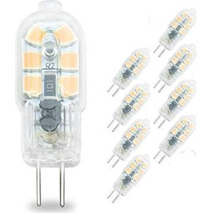 Mini G4 LED gloeilamp met 8 verpakkingen, 2W BI-Pin-fitting LED-lamp, transparante behuizing, 20W halogeenlampwisseling, AC/DC 12V-SMD2835 kroonluchter kastlamp (warm wit 3000K, 8 stuks)