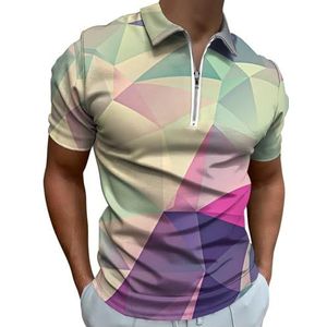 Kleur Onregelmatige Geometrie Half Zip-up Polo Shirts Voor Mannen Slim Fit Korte Mouw T-shirt Sneldrogende Golf Tops Tees XS