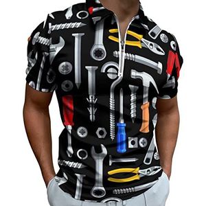 Reparatie Gereedschap Patroon Mannen Polo Shirt Rits T-shirts Casual Korte Mouw Golf Top Classic Fit Tennis Tee
