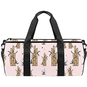Kleurrijke stippen patroon reizen duffle tas sport bagage met rugzak draagtas gymtas voor mannen en vrouwen, Bamboe Art Design Patroon, 45 x 23 x 23 cm / 17.7 x 9 x 9 inch