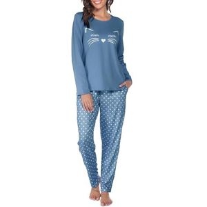 Reliwel Pyjama Dames Lange Pyjama Katoenen Winter Pyjama Set Ronde Hals Top en Pyjamabroek Lange Mouwen Loungewear Nachtkleding Huispak Gezellig Vrijetijdspak