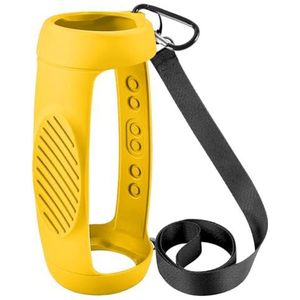 Siliconen hoes voor JBL Charge 5 Bluetooth-luidspreker met schouderriem en karabijnhaak (geel)