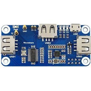Waveshare PoE Ethernet/USB HUB HAT for Raspberry Pi Zero/Zero W/4B/3B/3B+, 3X USB 2.0 Ports 802.3af-Compliant
