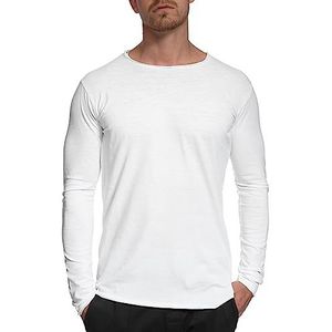 Indicode Heren Willbur Longsleeve Shirt | Langarmshirt van katoen Optical white XS