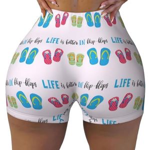 Flip Flops Kalligrafie Strandschoenen Print Workout Shorts Stijlvolle Fitness Training Zomer Workouts Gym Sessies Dagelijks Dragen, Zwart, S