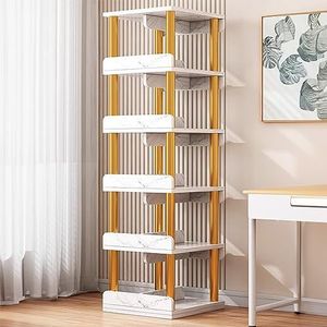 HASMI Draaibare boekenplank, 360 graden draaibare boekenplank, 360 graden draaibare stapelbare planken, boekenplankorganizer, voor slaapkamer, woonkamer, studeerkamer