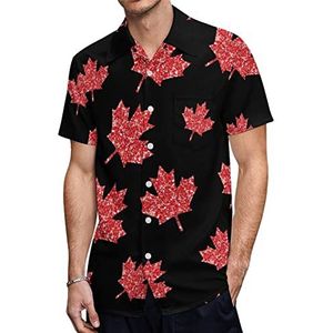 Canada Glitter Esdoorn Heren Korte Mouw Shirts Casual Button-down Tops T-shirts Hawaiiaanse Strand Tees S