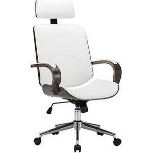 Prolenta Premium - Bureaustoel met hoofdsteun kunstleer hout wit