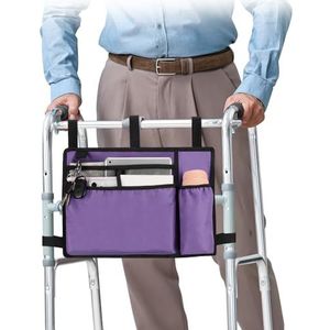 supregear Accessoires Tas voor Rollator, Rolstoel, Walker - Walker Mand Tas met Bekerhouder - Senioren Caddy Bevestiging Zak voor Rollators, Waterbestendig Grote Capaciteit Draagtas (Licht Purper)