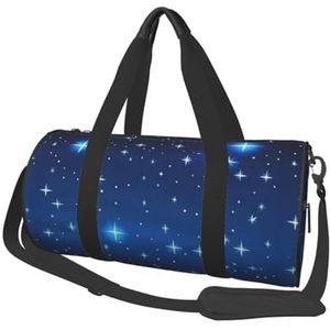 Blauwe ster patroon, grote capaciteit reizen plunjezak ronde handtas sport reistas draagtas fitness tas, zoals afgebeeld, Eén maat