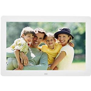 12 inch digitale fotolijst met afstandsbediening, 1280x800 HD LED-display elektronische fotolijst met wekker kalender automatisch aan/uit, ondersteuning voor muziekvideospeler 32GB SD-kaart (wit)
