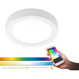 EGLO Connect LED plafondlamp Fueva-C, Smart Home plafondlamp, materiaal: gegoten metaal, kunststof, kleur: wit, Ø: 30 cm, dimbaar, wittinten en kleuren instelbaar