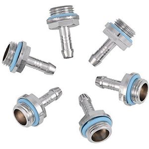 VBESTLIFE PC Waterkoeling Tweeaanraking Fitting G1 / 4 draadplug voor pijp, 6 stuks (6 mm)