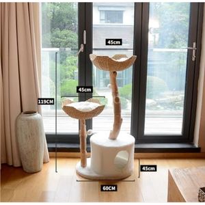 krabpaal Kattenboom Krabpaal Van Natuurlijk Hout - Moderne Kattentoren Voor Grote Katten. Krabpaal Met 2 Manden Kattenkrabpaal