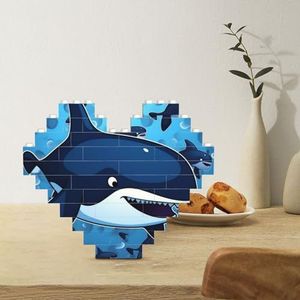 Bouwsteenpuzzel hartvormige bouwstenen blauwe orka's 1 puzzels blokpuzzel voor volwassenen 3D micro bouwstenen voor huisdecoratie stenen set