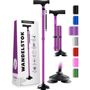 HONEYBULL Wandelstok voor Mannen & Vrouwen - Opvouwbaar, Verstelbaar, Inklapbaar, Vrijstaande Wandelstok, Draaibare Punt, Zwaar Uitgevoerd| Wandelstokken voor Senioren & Volwassenen (Paars)