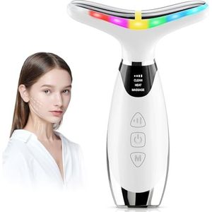 Face Massager Facial Lifting Device: 45°C Heating EMS Microcurrent with 7 Colors 3 Modes Electric Neck Beauty Massager Anti Wrinkle - Face Toning Firming Body Sculptor GuaSha Skin Tightening White