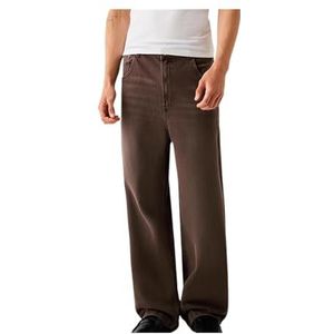 Herenmode Denim Broek Vintage Versleten Losse Wijde Pijpen Jeans Met Zakken Casual Broeken For Streetwear herenjeans(Dark Grey,S)