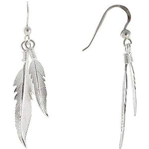 Les Poulettes Bijoux Oorbellen, twee veren, zilver