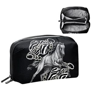 Make-up tas voor op reis,ketting strepen paard,Make-up Pouch Handtas Vrouwen Cosmetische Organizer Grote Tas