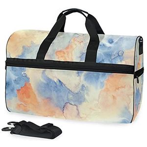 Sport Zwemgymtas met schoenen Oranje Blauw Abstract Aquarel Compartiment Weekender Duffel Reistassen Handtas voor Vrouwen Meisjes Mannen