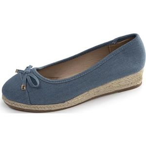 Isotoner Ballerina's voor dames met 4 cm hak, zeer comfortabel, Blauw, 36 EU