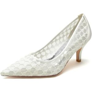 EICOFF Dames Bruiloft Schoenen Stiletto Hakken Hoge Pumps Gesloten Teen Bruidsschoenen Slip-on Sandalen Jurk Party Trouwschoenen,ivoor,36 EU