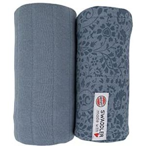 Lodger XL Muslin 120x120 cm Swaddler 2pack Gebreid Katoen Multifunctioneel Absorberend Luchtig Blauw