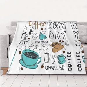 OKFSTY Wasbare, dubbelzijdige, dikke, heerlijke koffiedeken, warme pluche deken voor bank, bed, 152 x 203 cm