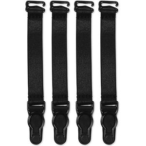 Satini Kort Plastiek Klipjes Jarretel Riem Lingerie Bandje (Zwart, 4 Bandje)