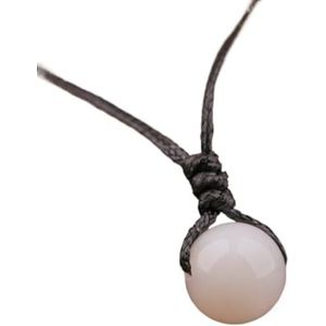 Women Labradorite Leather Necklace Fashion Amethyst Crystals Sphere Pendant Necklace Female Bohemia Jewelry (Color : White Moonstone)