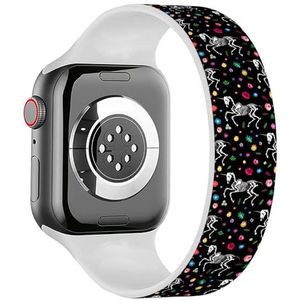 Solo Loop Band Compatibel met All Series Apple Watch 42/44/45/49mm (Skeleton Unicorn Among) Rekbare Siliconen Band Strap Accessoire, Siliconen, Geen edelsteen