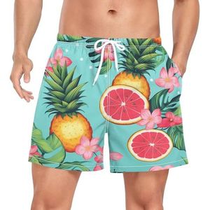 Niigeu Tropical Palm Pineapple Orange Zwembroek voor heren, sneldrogend, met zakken, Leuke mode, XXL
