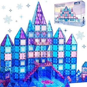 NANQUAN 102 stuks Frozen Princess Castle magnetische tegels, bouwblokken, 3D-diamantblokken, STEM Educational Peuter Speelgoed voor Pretend Play, 4 Jaar Oud Meisje Verjaardagscadeaus Kinderen Leeftijd
