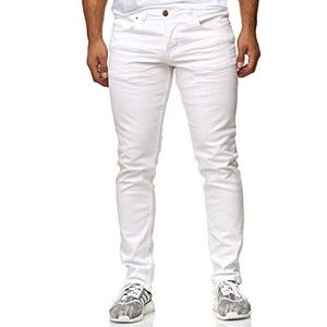 Reslad Jeans RS-2063 Slim Fit Basic Style Stretch Denim Heren Jeans Broek, wit, 31W / 32L