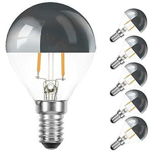 LED filament druppel 2W bijna 25W E14 hoofdspiegel zilver gloeidraad warm wit