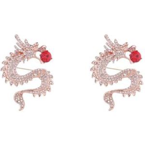 Mannen Retro Stijl Dragon Broche Corsage Party Badge Sieraden Goud+Wit, as described, Kunststof, als beschrijving