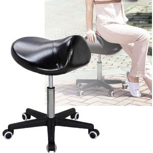 Verstelbare Zadelkruk Stoel 50 Cm Zitbreedte, 360° Draaibaar Ergonomische Rolstoel For Salon, Massage, Fabriek, Winkel(Black)
