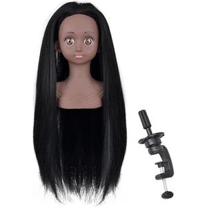 Afro Mannequin Hoofdmodel met synthetisch haar Hoofd Styling Kapper Trainingshoofd Poppenhoofd for Vlechten Oefening(5)