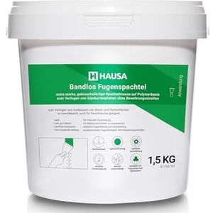 Reparatieplamuurmassa, extra sterke kant-en-klare plamuur, voegen van gipsplaten zonder versterkingsstrips, voor muren, plafonds binnenshuis, scheurvulling, droogbouw, voegenspatel, wit, 1,5 kg HAUSA