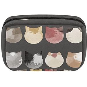 Reis Gepersonaliseerde Make-up Bag Cosmetische Tas Toiletry tas voor vrouwen en meisjes Pet Cat Grey, Meerkleurig, 17.5x7x10.5cm/6.9x4.1x2.8in