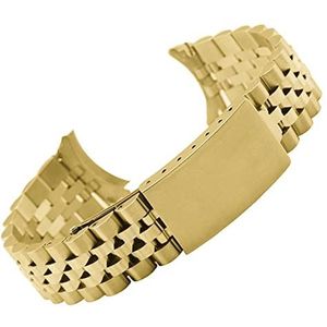 ENICEN CVED END-riem Compatible With Rolex Datum Horloge Armband Band Solid Stainless Steel Polsband 13mm 17mm 18mm 19mm 20mm 21mm 22mm band (Color : Gold with logo, Size : 17mm)