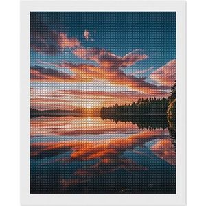 QWJKM Zonsondergang Landschap Diamond Art Kits voor Volwassenen 16 ""x 20"" Kleurrijk Diamant Schilderij Volledige Boor Diamant Stippen Schilderijen voor Beginners Leuke Gem Art Schilderen voor